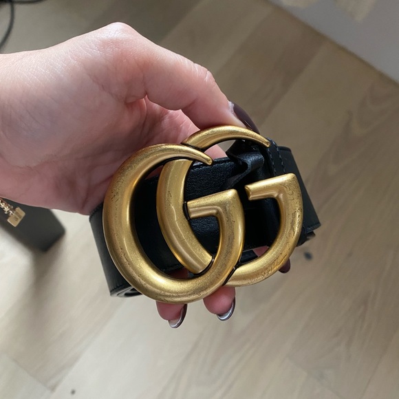 Gucci leather double G buckle belt main image 8